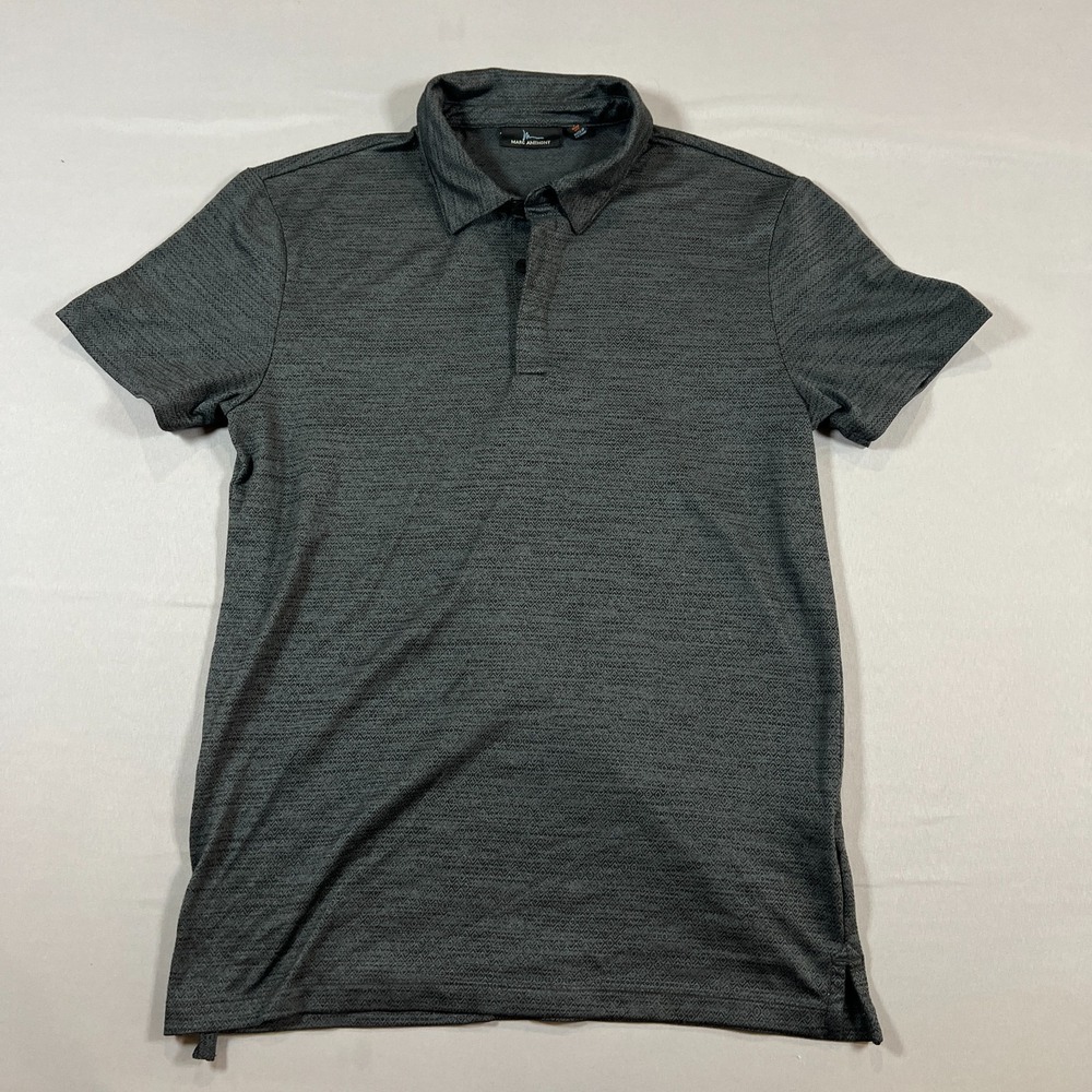 Marc Anthony Polo Shirt Mens S Charcoal Gray Stretch Side Slit Athleisure Golf